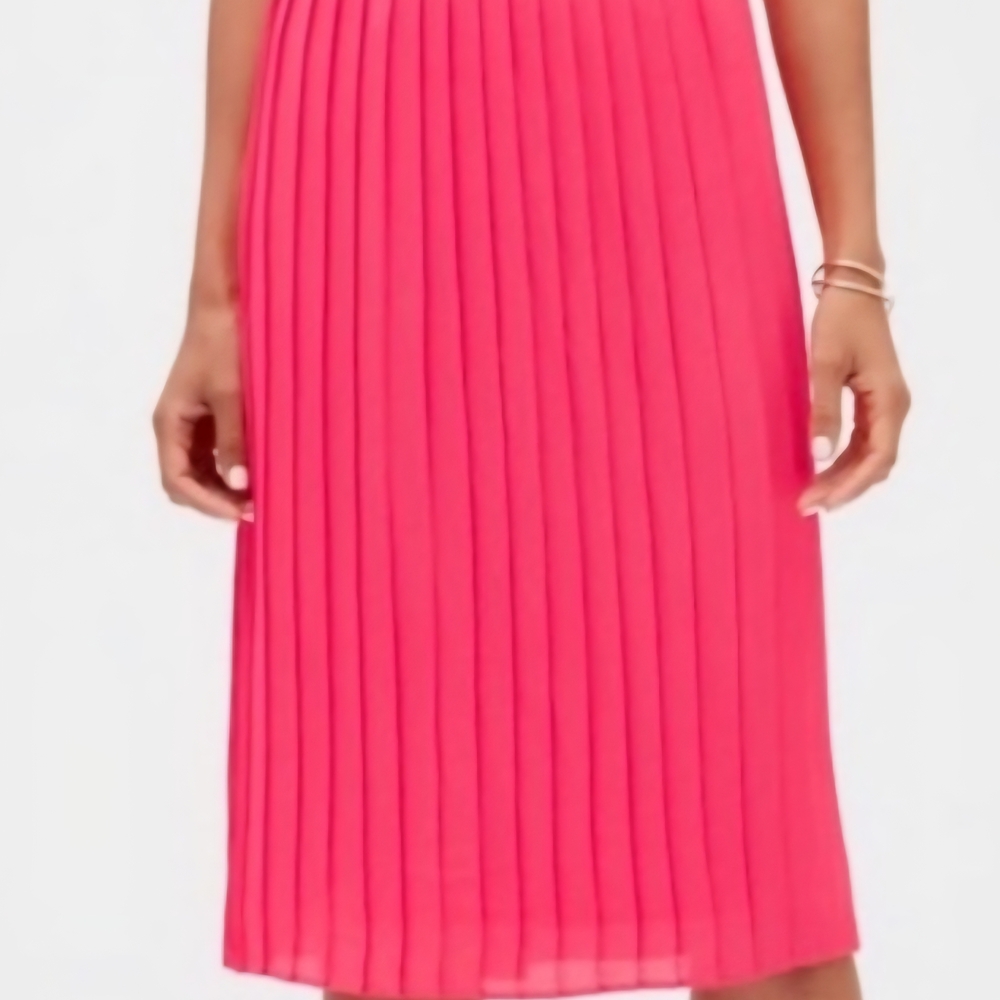 Banana Republic Women's Vibrant Pink Pleated Midi Skirt - Size Medium - NWOT
